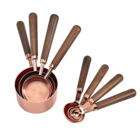Rose Gold Measuring Cups and Spoons Set, Copper Pink Stainless Steel