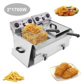 24.9 QT/23.6L Stainless Steel Double Tank Deep Fryer