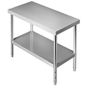 VEVOR Stainless Steel Prep Table, 48 x 18 x 34 Inch