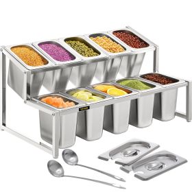 VEVOR Expandable Spice Rack, 13.8"-23.6" Adjustable, 2-Tier Stainless Steel