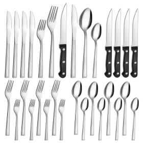 Bestdin 24 Pieces Silverware Set with Steak Knives