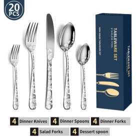 20PCS Silverware Set, Stainless Steel Flatware Set