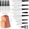 Knife Sets with Block; 15-Piece Kitchen Knife Set with Sharpener