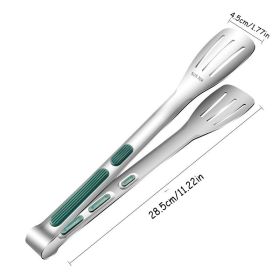 1pc Non-Slip Stainless Steel Food Tongs (size: large)