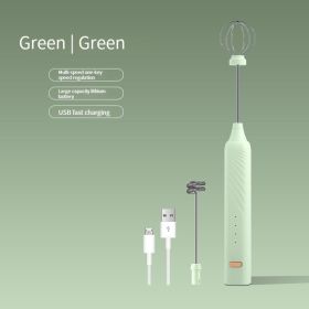 Egg Beater Electric Handheld Rotary Egg Whisk Coffee Frothing Wand (Color: light green)