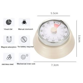 Kitchen Timer Stainless Steel Mechanical Reminder (Color: Beige)