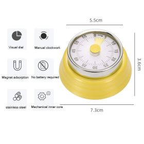 Kitchen Timer Stainless Steel Mechanical Reminder (Color: Yellow)
