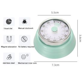 Kitchen Timer Stainless Steel Mechanical Reminder (Color: Blue)