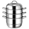 Kitchen Supplies Glass Lid Multi Tiers Kitchen Pan Cookware Stainless Steel