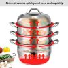 Kitchen Supplies Glass Lid Multi Tiers Kitchen Pan Cookware Stainless Steel